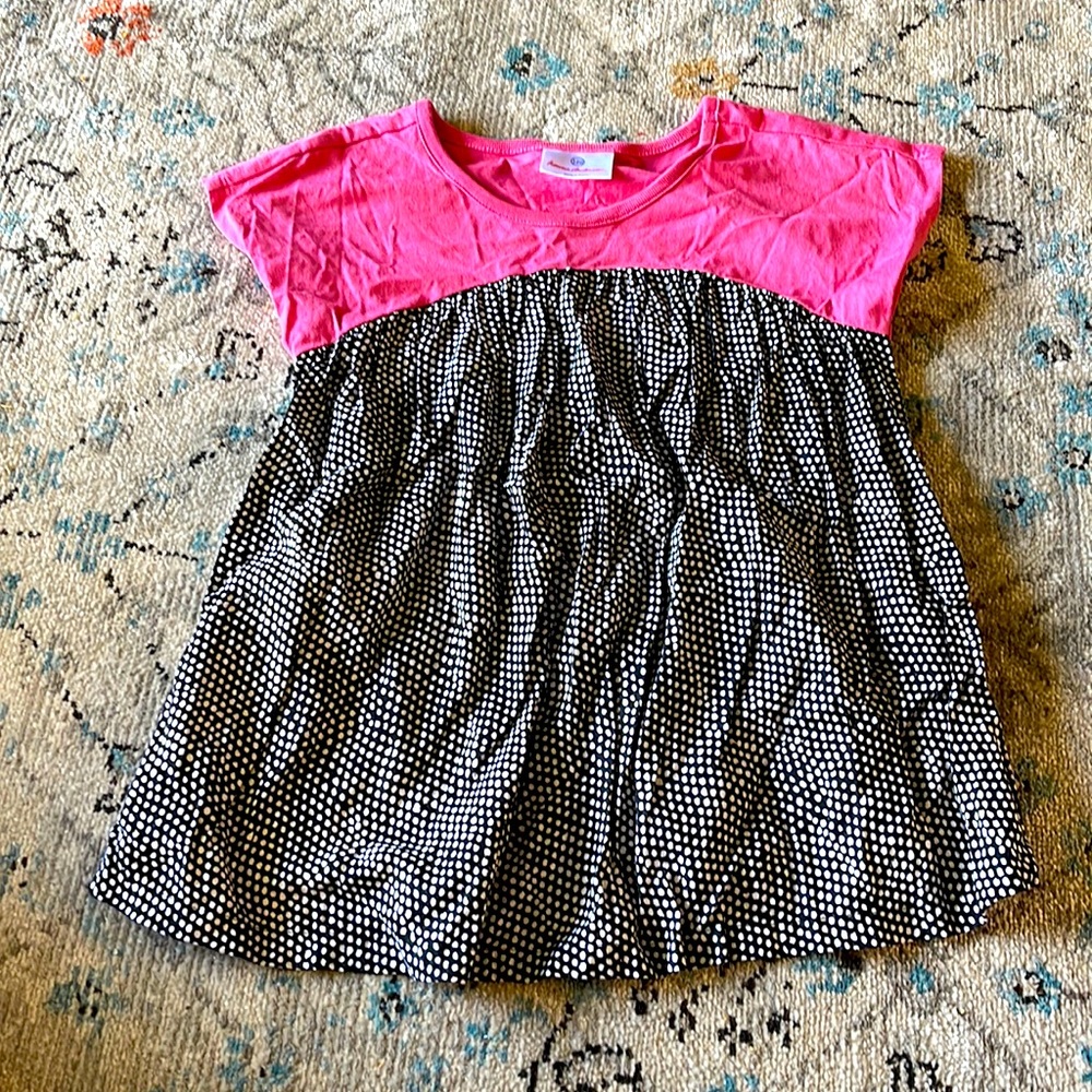 Hanna Andersson Pink with Black & White Polkadot Top; size 120